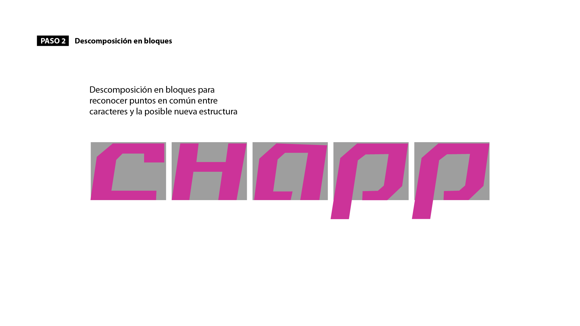 Logo Chapp viejo, color fuccia con la separación de los caracteres