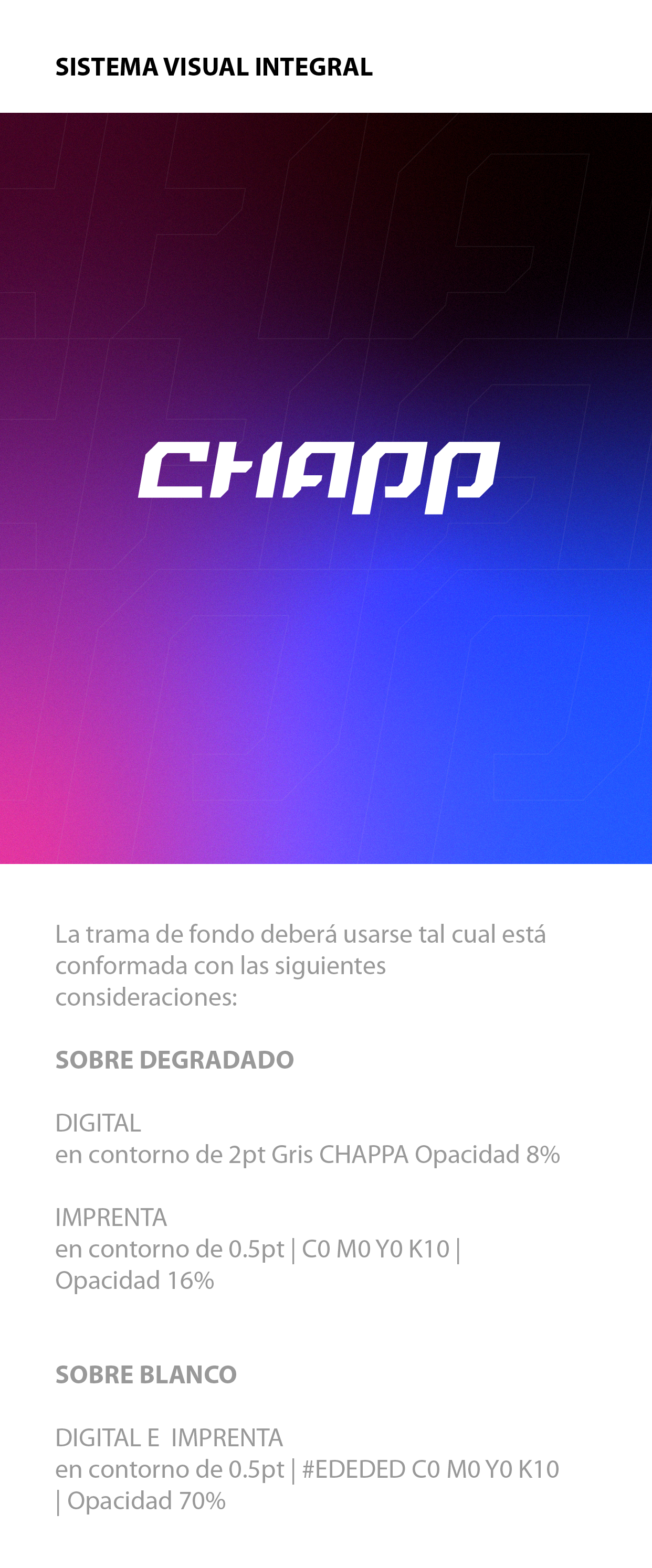 Logo Chapp blanco sobre fondo vaporwave