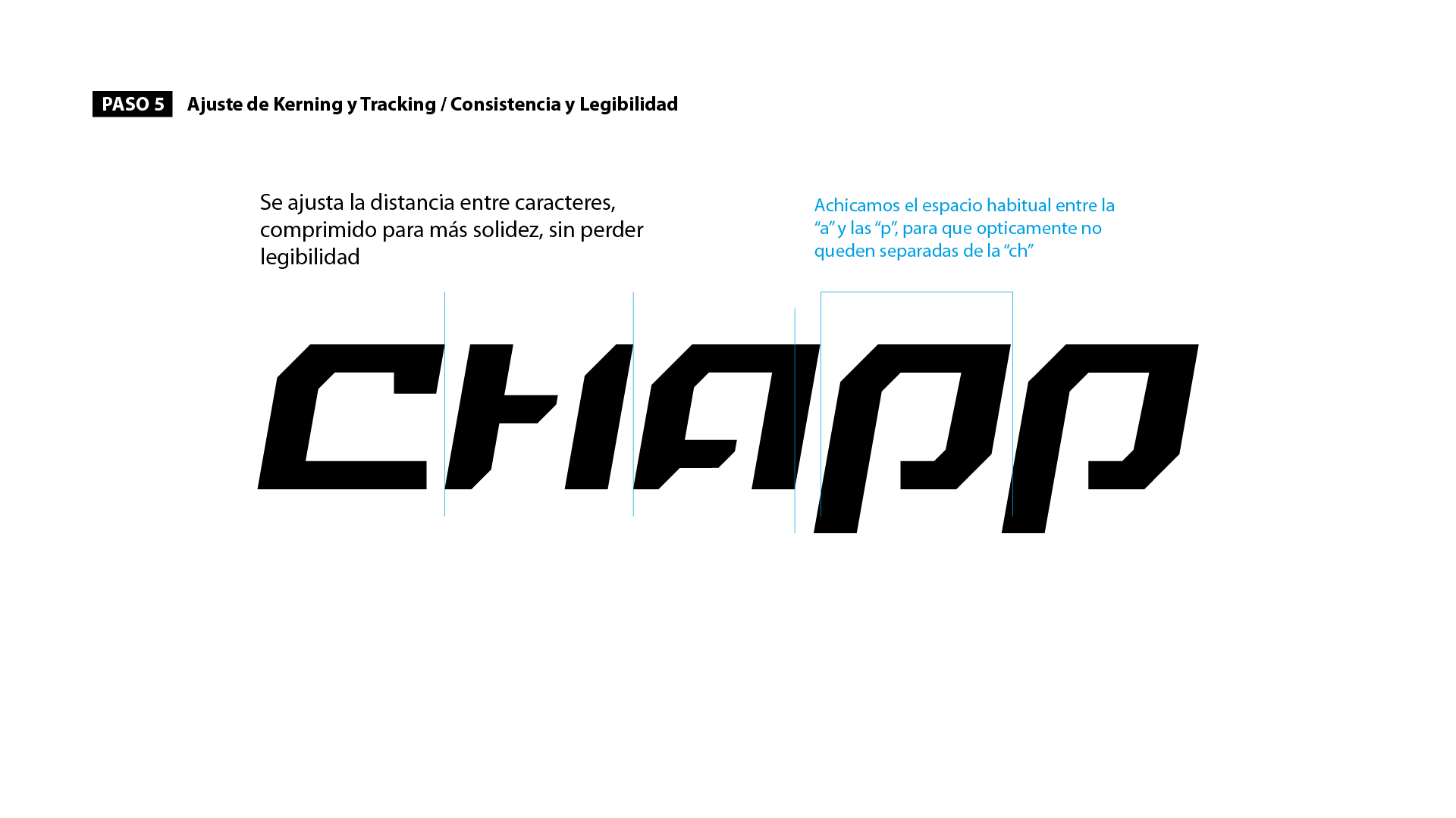 Logo Chapp negro y separación de caracteres